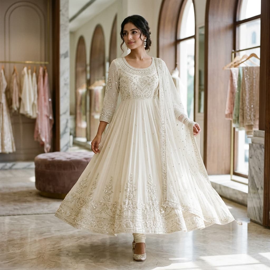 Ivory Pearl Anarkali Suit